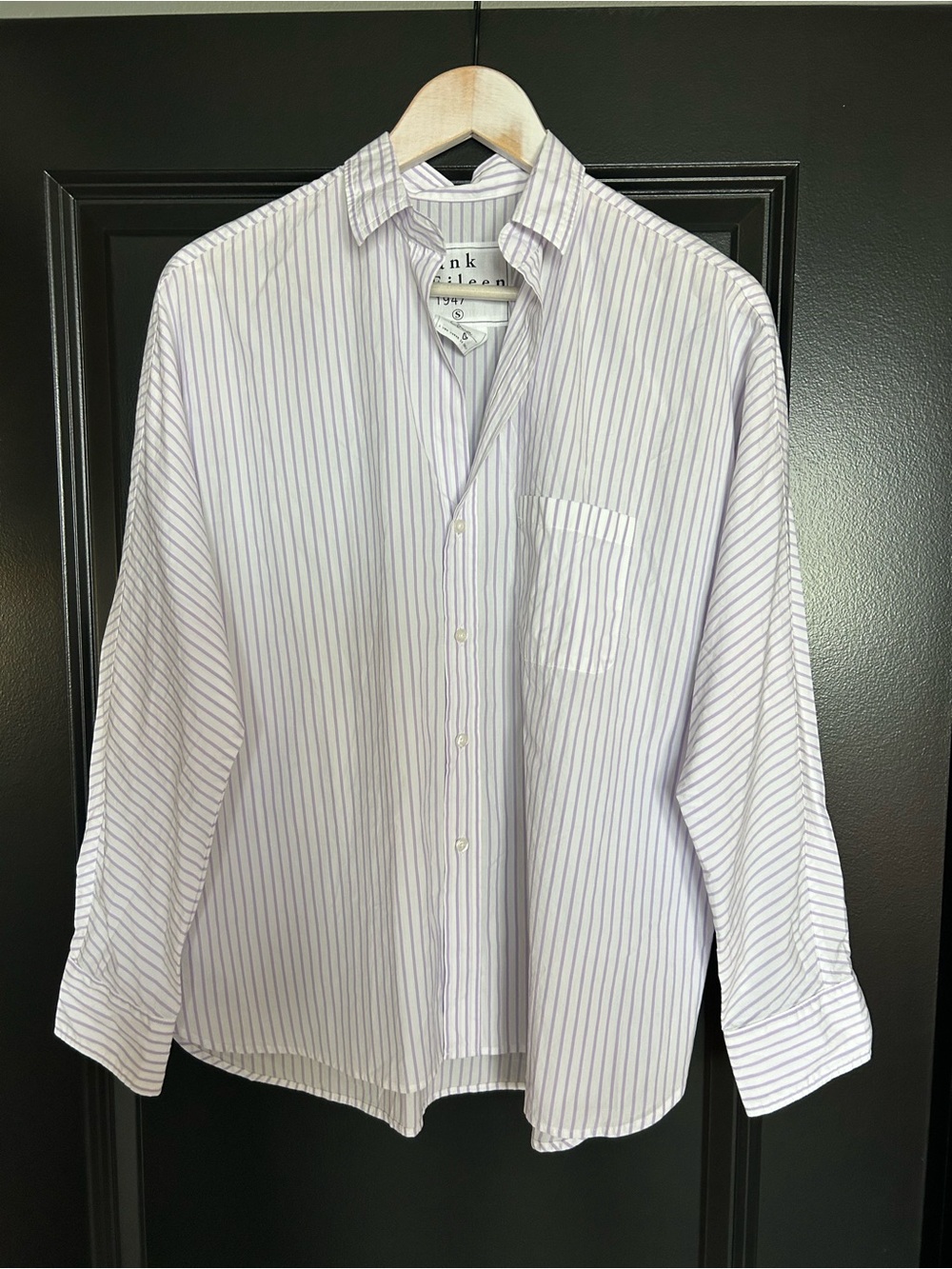 Frank & Eileen Oona Continuous Sleeve Button-Up Shirt Lavender Stripe Small